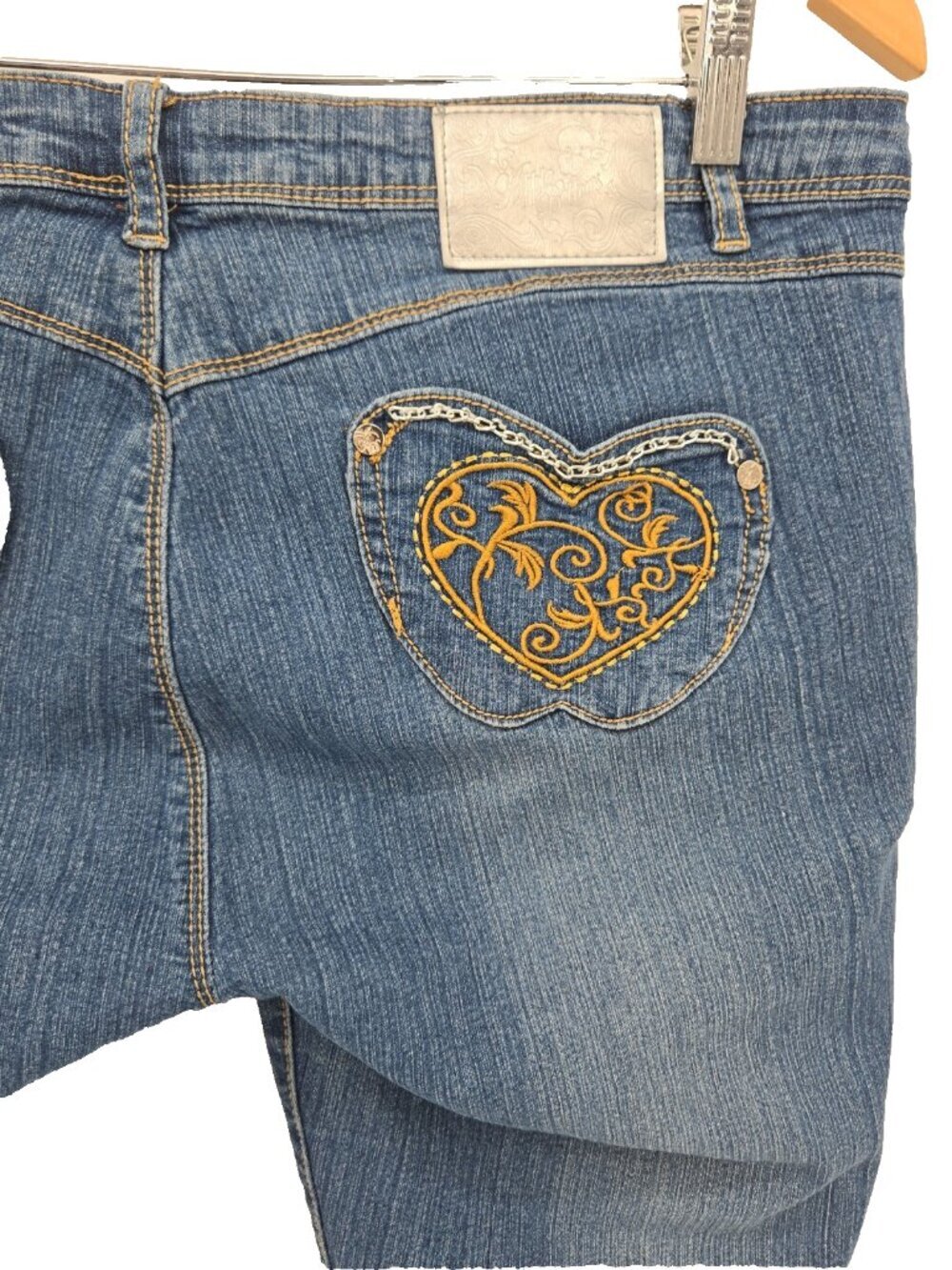 Vintage Apple Bottoms Y2K Skinny Jeans Sz 15/16 Distressed Heart Pocket Stretch